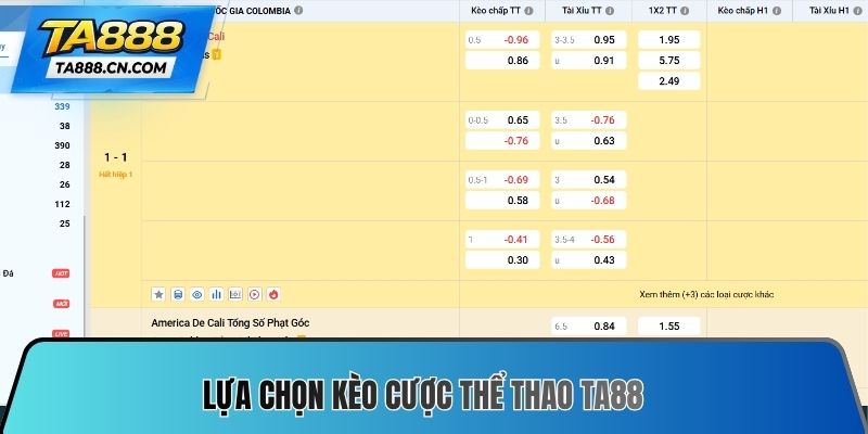 Lựa chọn kèo cược Thể thao TA88