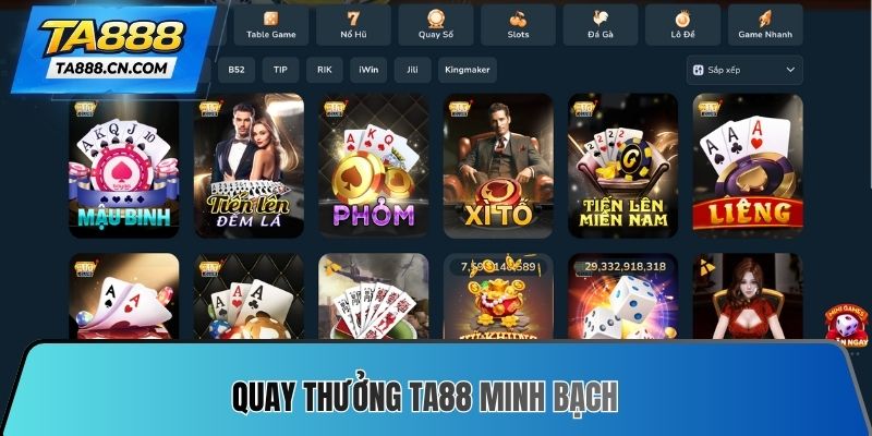 Quay thưởng TA88 minh bạch